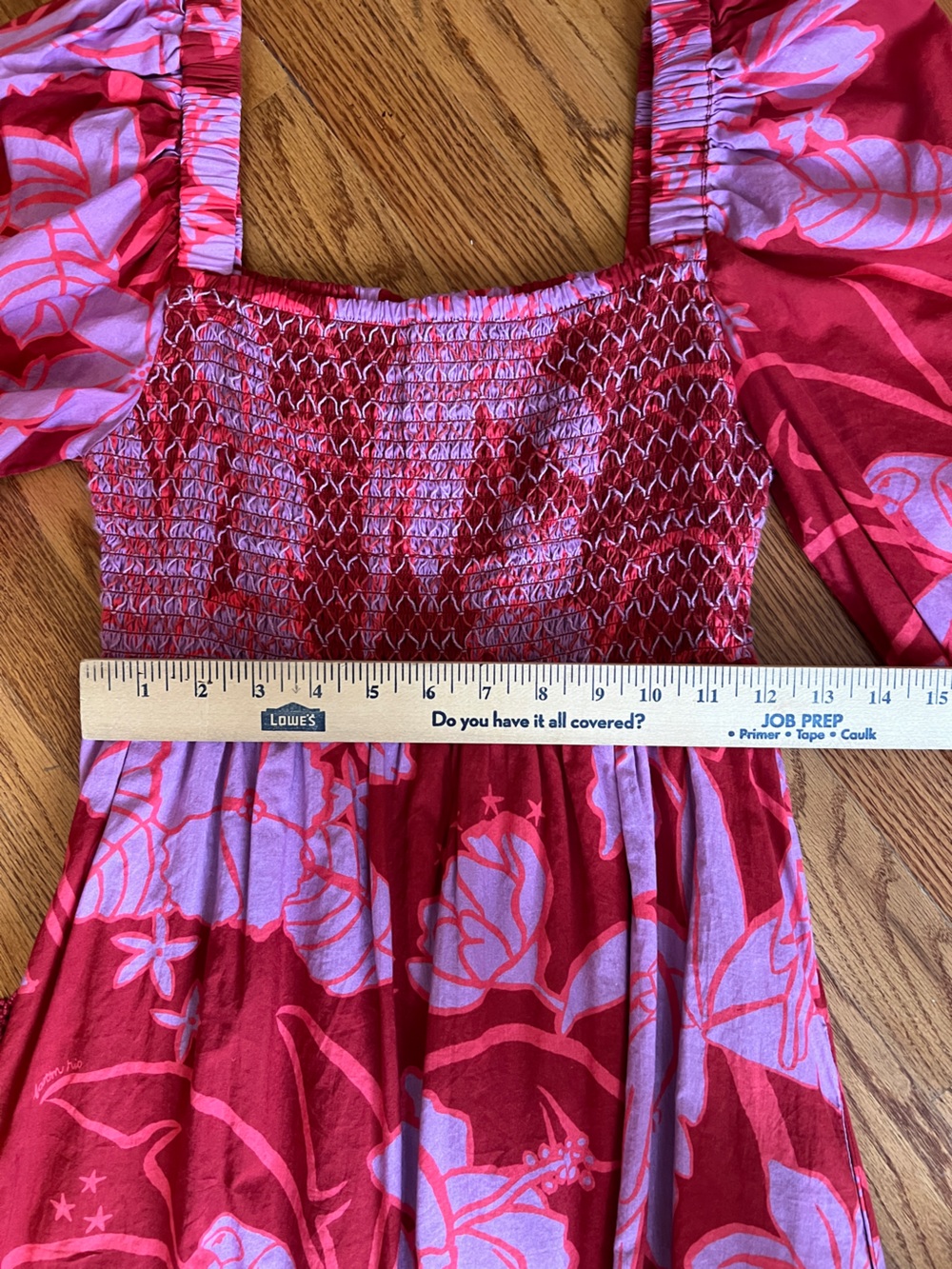 FARM Rio Burgundy and Pink Floral Puff-Sleeve Maxi Dress - Picture 15 of 16